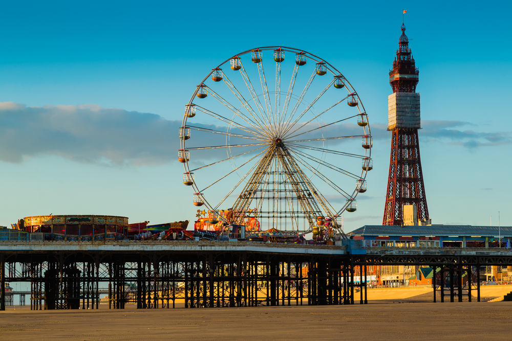 Blackpool Tower and Central Pier Ferris Wheel, Lancashire, UK