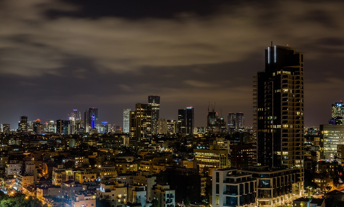 Photograph of Tel Aviv at night (