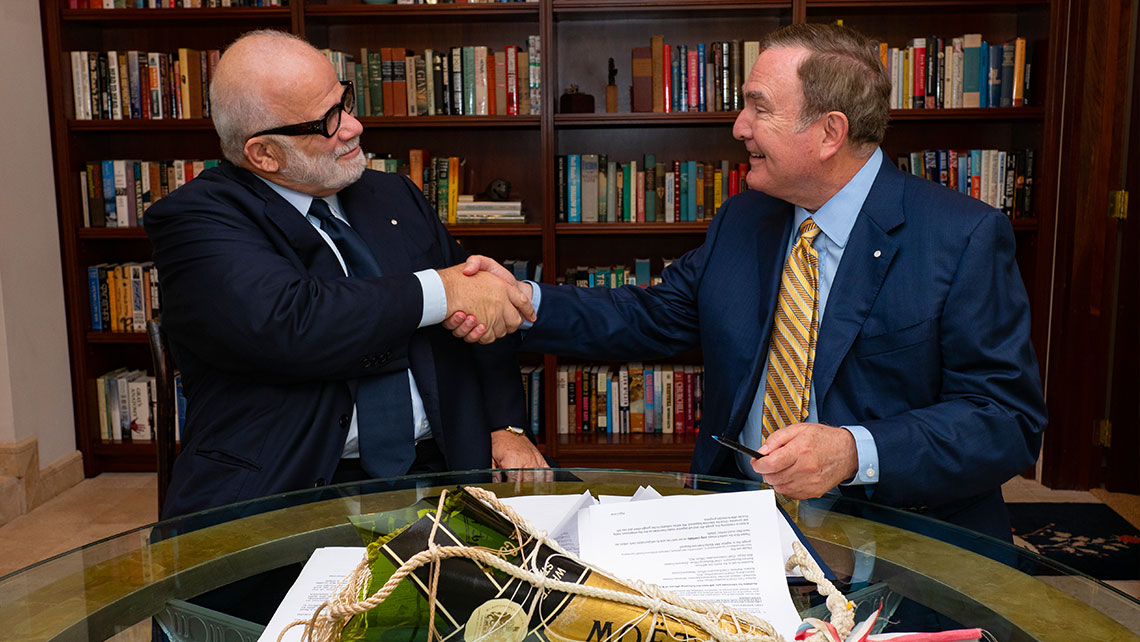 Silversea Cruises' executive chairman, Manfredi Lefebvre (left), and Royal Caribbean Cruises' chairman and CEO, Richard D. Fain