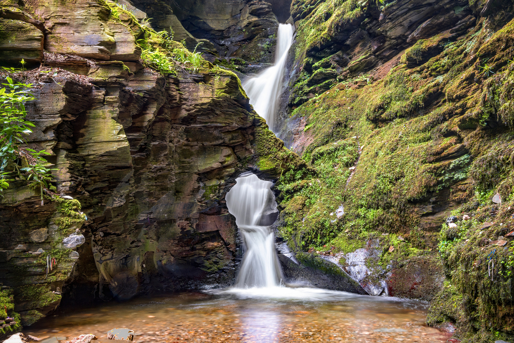 St Nectans Kieve waterfall in St Nectan's Glen