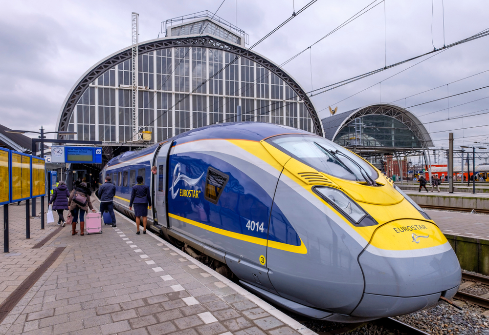 Eurostar train at Amsterdam Central Station