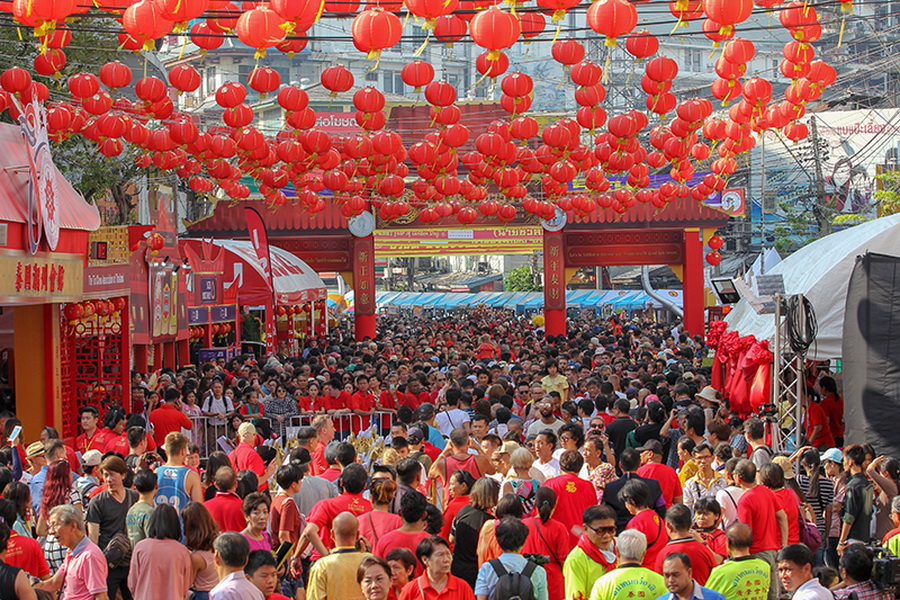 Chinese New Year 2018, Bangkok Thailand - crowd