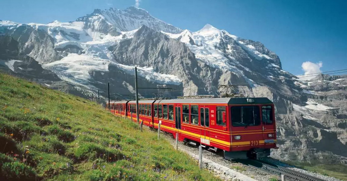 Jungfraujoch mountainside rail tracks