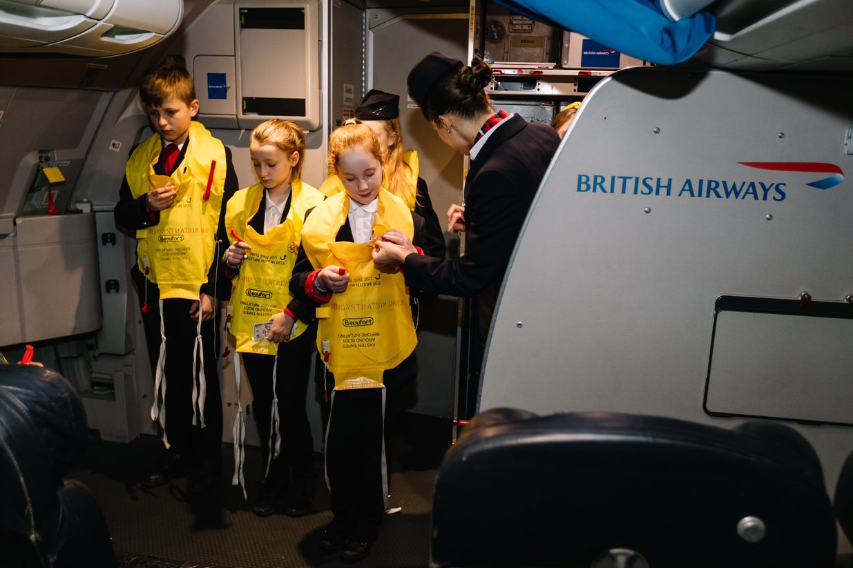 BA kids dressed in cabin crew uniforms