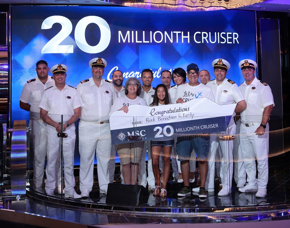 MSC Cruises' 20 millionth cruiser Raul Bonachea and his family