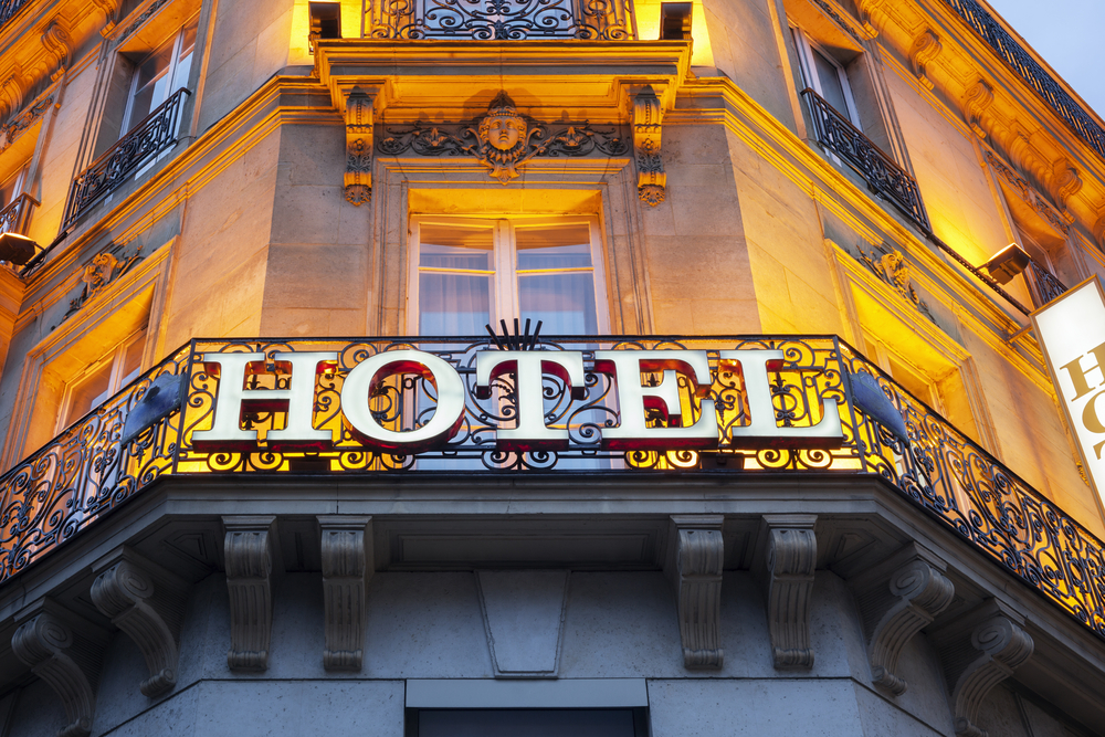 Hotels market - hotel sign