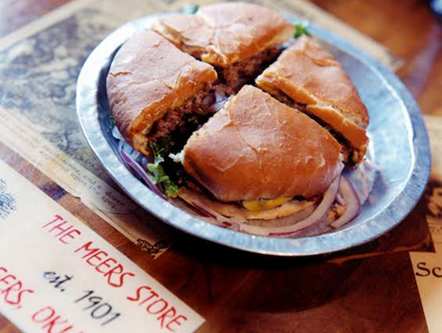 US road trip burger odyssey: Meers store, quartered burger US road trip burger odyssey: Meers store 2