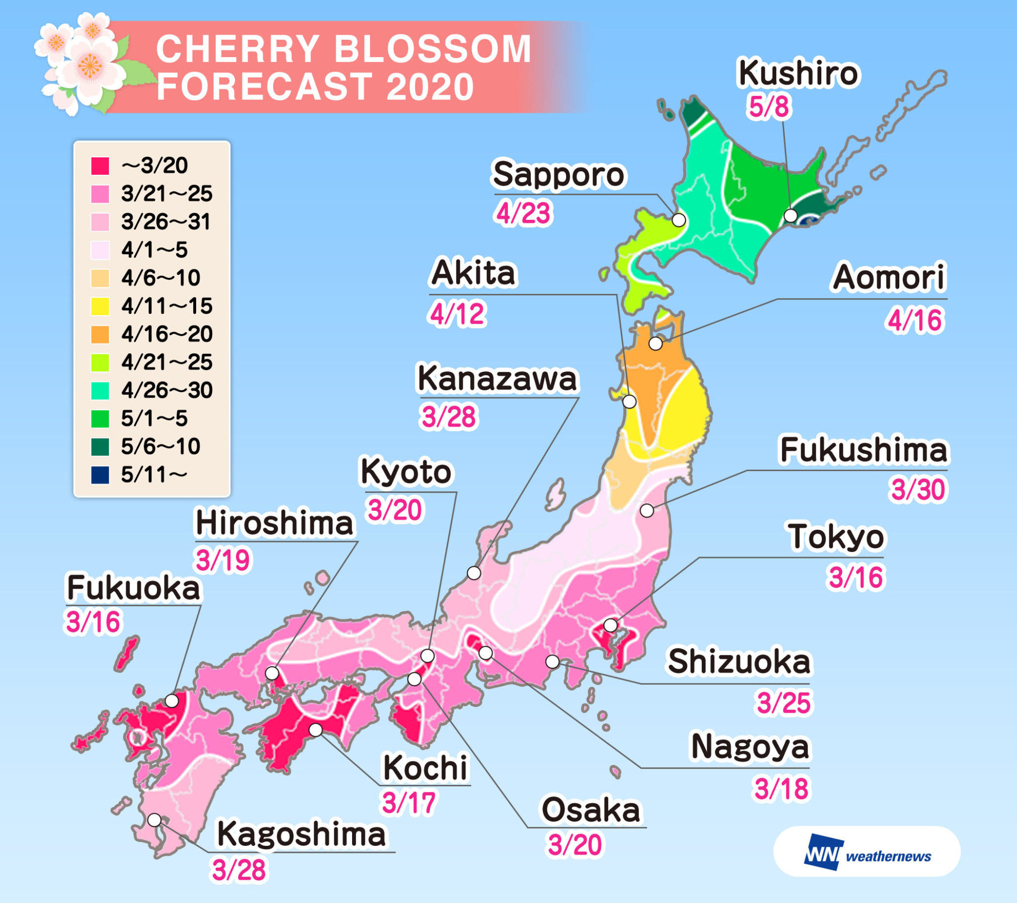 Cherry blossom season forecast Tokyo to see full bloom early
