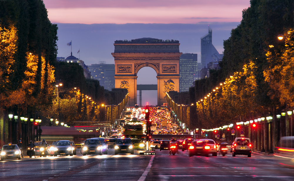 Champs-Elysees at night, Paris, France